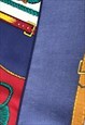 80'S VINTAGE LADIES BAROQUE GILT BLUE TASSEL LARGE SCARF