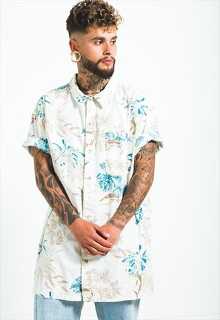 VINTAGE 80S HAWAIIAN SHORT SLEEVE SHIRT / S5707