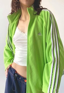 Vintage 00's Y2K Adidas Unisex Sport Neon Green Zip Fleece