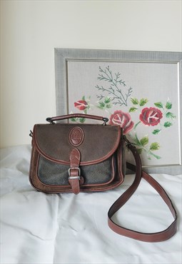 Vintage 90s color block leather small messenger shoulder bag