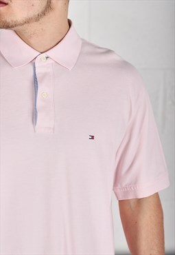 Vintage Tommy Hilfiger Polo Shirt Pink Short Sleeve Large