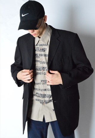 VINTAGE 90S BLACK MINIMALIST BLAZER