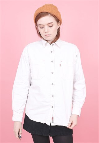 VINTAGE WHITE LEVI'S DENIM SHIRT /R12212