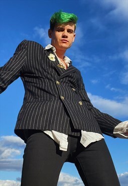 Vintage 70s Donna Pinstripe Structured Wool Blazer