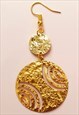 HAMMERED BRASS GOLD ART DECO EARRING SET