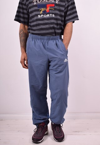 ADIDAS MENS VINTAGE TRACKSUIT TROUSERS W38 L31 BLUE 90'S