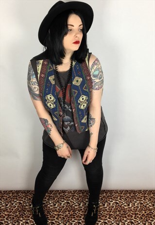 VINTAGE 90'S ABSTRACT PRINT WAISTCOAT