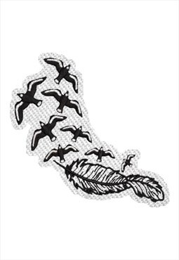 Embroidered Feather and Birds iron on patch / sew on patches