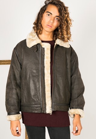 VINTAGE 80S AVIATOR LEATHER JACKET / R065