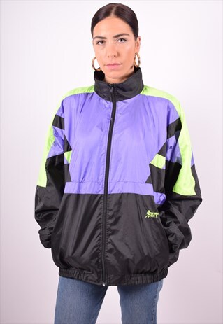 WOMENS VINTAGE TRACKSUIT TOP JACKET XXL MULTI 90'S