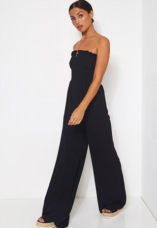 BLACK BANDEAU JUMPSUIT