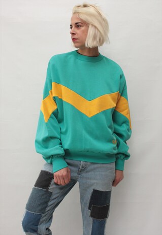 VINTAGE 90' AMAZING COOL OLDSCHOOL TURQOUOISE SWEATSHIRT