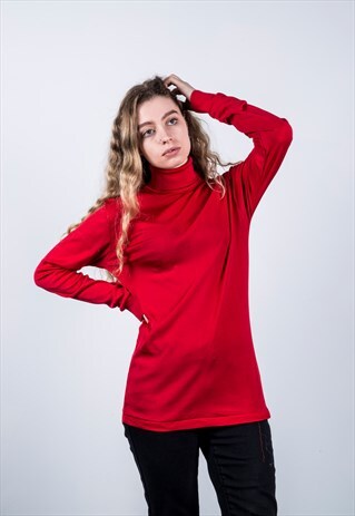 VINTAGE 1990S RED TURTLE NECK JUMPER