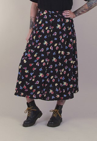 VINTAGE 90'S FLORAL MAXI BUTTON DOWN SKIRT /A11059