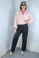 VINTAGE Y2K STRIPPED CROCHET SHORT BAGGY SPRING JUMPER 
