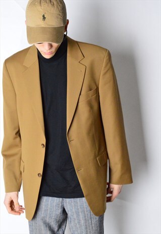 VINTAGE 90S CAMEL BROWN WOOL BLAZER
