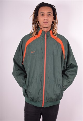 NIKE MENS VINTAGE TRACKSUIT TOP JACKET XL GREEN 90S