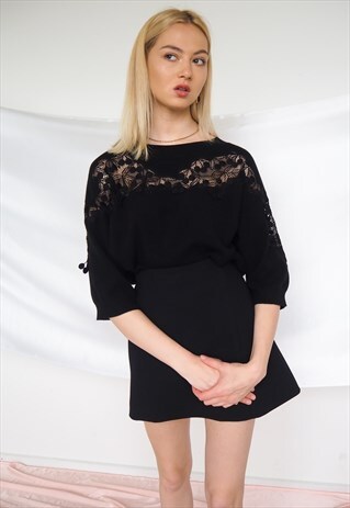 VINTAGE BLACK VALENTINO MINI SKIRT