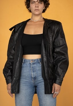 Vintage Argentina Leather Jacket in Black XL