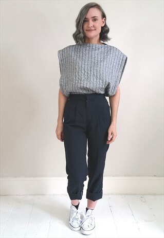 VINTAGE 80'S DEADSTOCK GREY STRIPED OPEN SIDE TOP