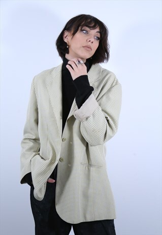 GREEN AND WHITE CHECKED BLAZER