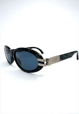 Christian Dior Sunglasses Oval Chunky Blue Black Vintage