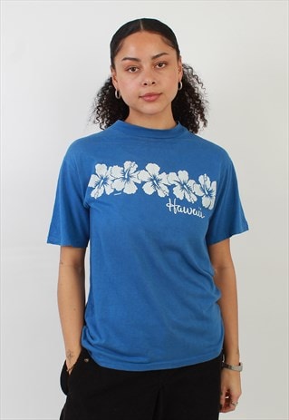 VINTAGE HAWAII BLUE GRAPHIC T SHIRT