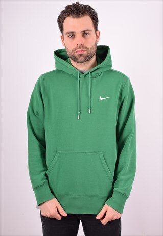 NIKE MENS VINTAGE HOODIE JUMPER LARGE GREEN 90'S