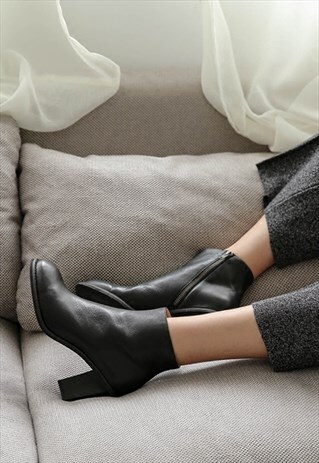 GENUINE LEATHER HEELED ANKLE BOOTS