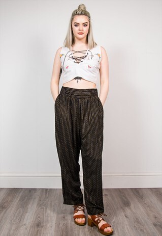 RETRO PATTERNED HIPPIE STYLE WIDE LEG TROUSERS