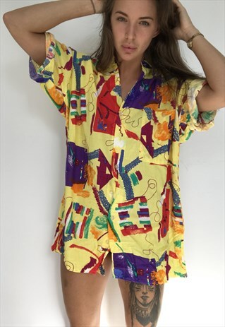 PATTERNED OVERSIZED RETRO VINTAGE UNISEX FESTIVAL SHIRT