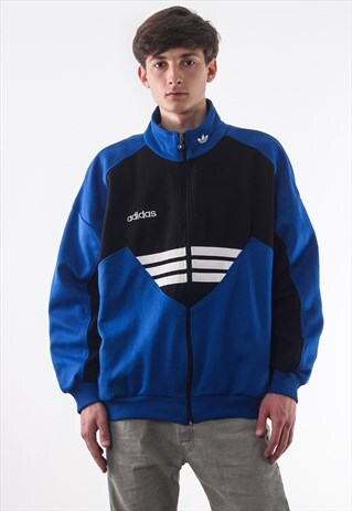 VINTAGE ADIDAS ORIGINALS TRACKSUIT JACKET 90S BLUE BLACK
