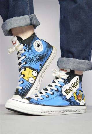 CONVERSE THE SIMPSONS BLUE & BLACK HI-TOPS TRAINERS SNEAKERS