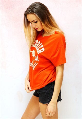 1990S VINTAGE COLLEGE FOOTBALL ORANGE T-SHIRT