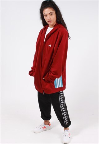 VINTAGE ADIDAS THREE STRIPE OVERSIZED WINDBREAKER JACKET