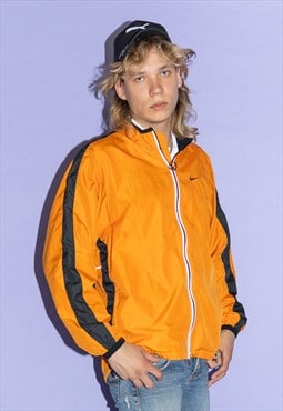 90's Vintage rave/track jacket in caution orange & black