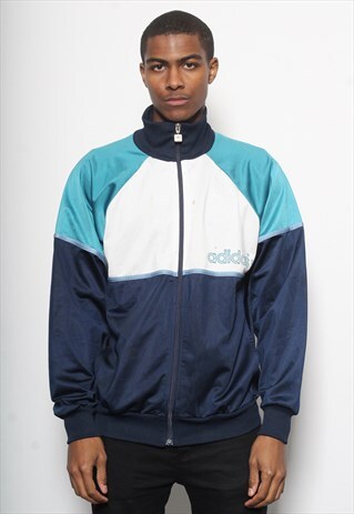 VINTAGE ADIDAS LOGO TRACK TOP JACKET BLUE