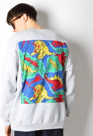 REWORKED KALEIDOO GREY DINOSAUR SWEATSHIRT