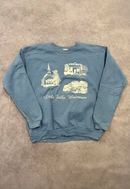 Vintage Sweatshirt Wisconsin Graphic Patterned Jumper