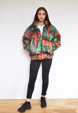 RARE VINTAGE MONCLER GOOSE DOWN PUFFER PUFA ABSTRACT JACKET