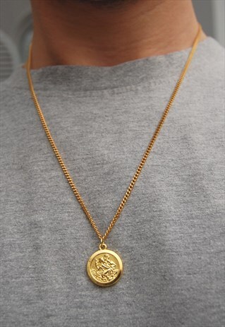 24" GOLD SAINT CHRISTOPHER NECKLACE