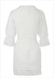 TAHITI DRESS WHITE EMBROIDERED V NECK MINI DRESS