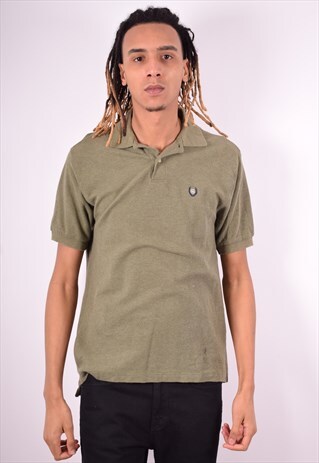 CHAPS RALPH LAUREN MENS VINTAGE POLO SHIRT SMALL KHAKI 90'S