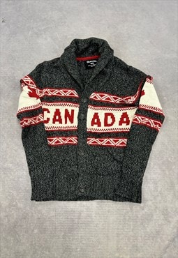 Vintage Abstract Knitted Cardigan Canada Patterned Sweater