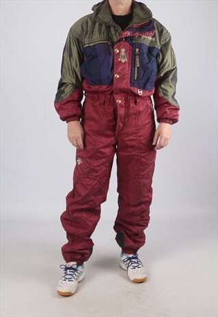 VINTAGE DESCENTE FULL SKI SUIT SNOW M 40" (9DN)