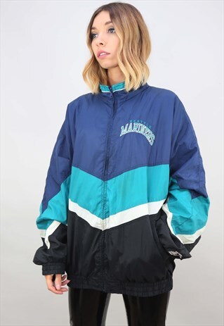 VINTAGE OVERSIZED SEATTLE MARINERS WINDBREAKER JACKET