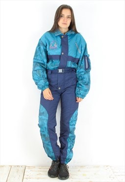 Save The Planet Ski Suit Women M Jumpsuit Overalls Coveralls