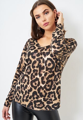 LANEY BRUSHED KNIT LEOPARD PRINT TOP