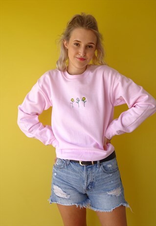 OVERSIZED UNISEX SWEATSHIRT WITH EMBROIDERED SUNFLOWER