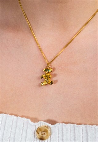 GOLD PLATED TEDDY BEAR NECKLACE